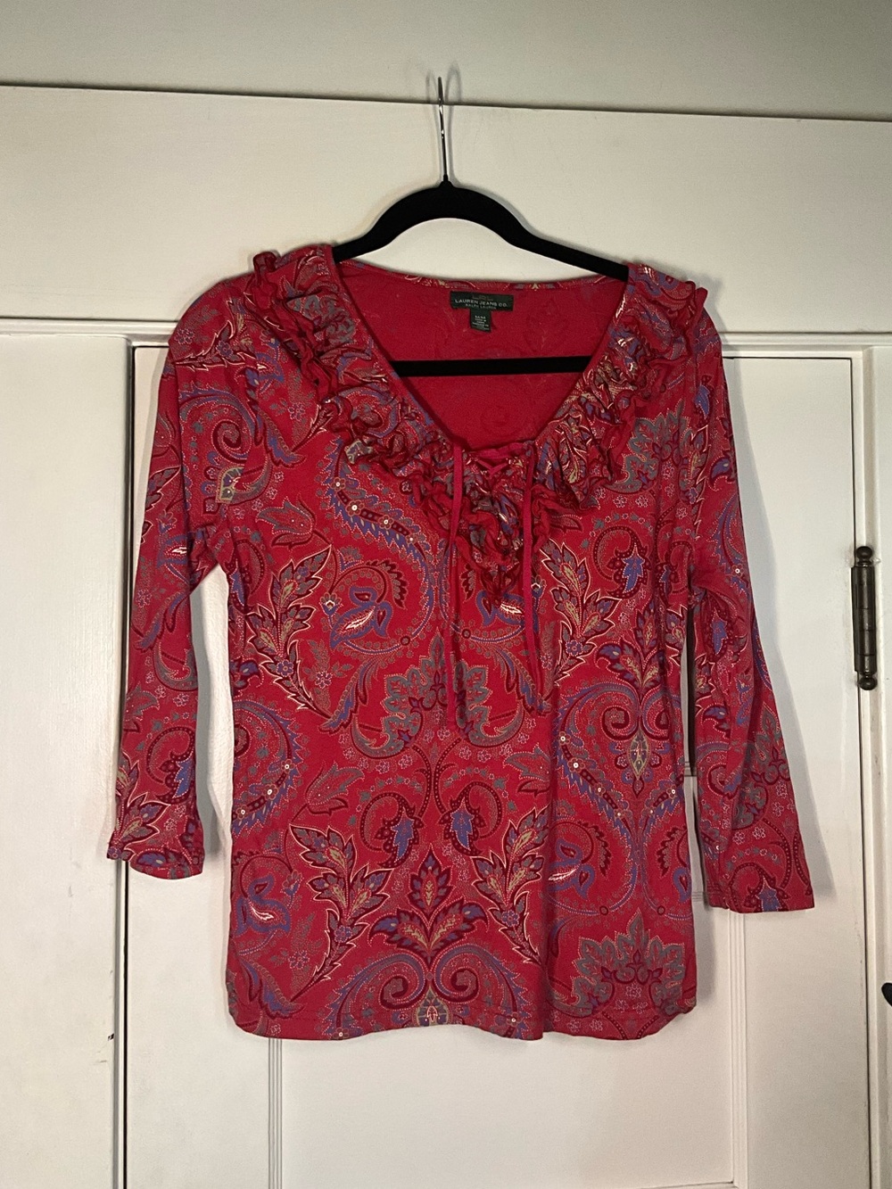 Ralph Lauren Paisley Ruffle-Trim Top